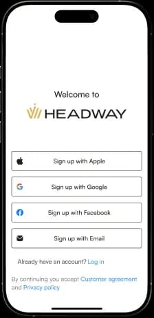 صورة هاتف تُظهِر تطبيق التداول من Headway